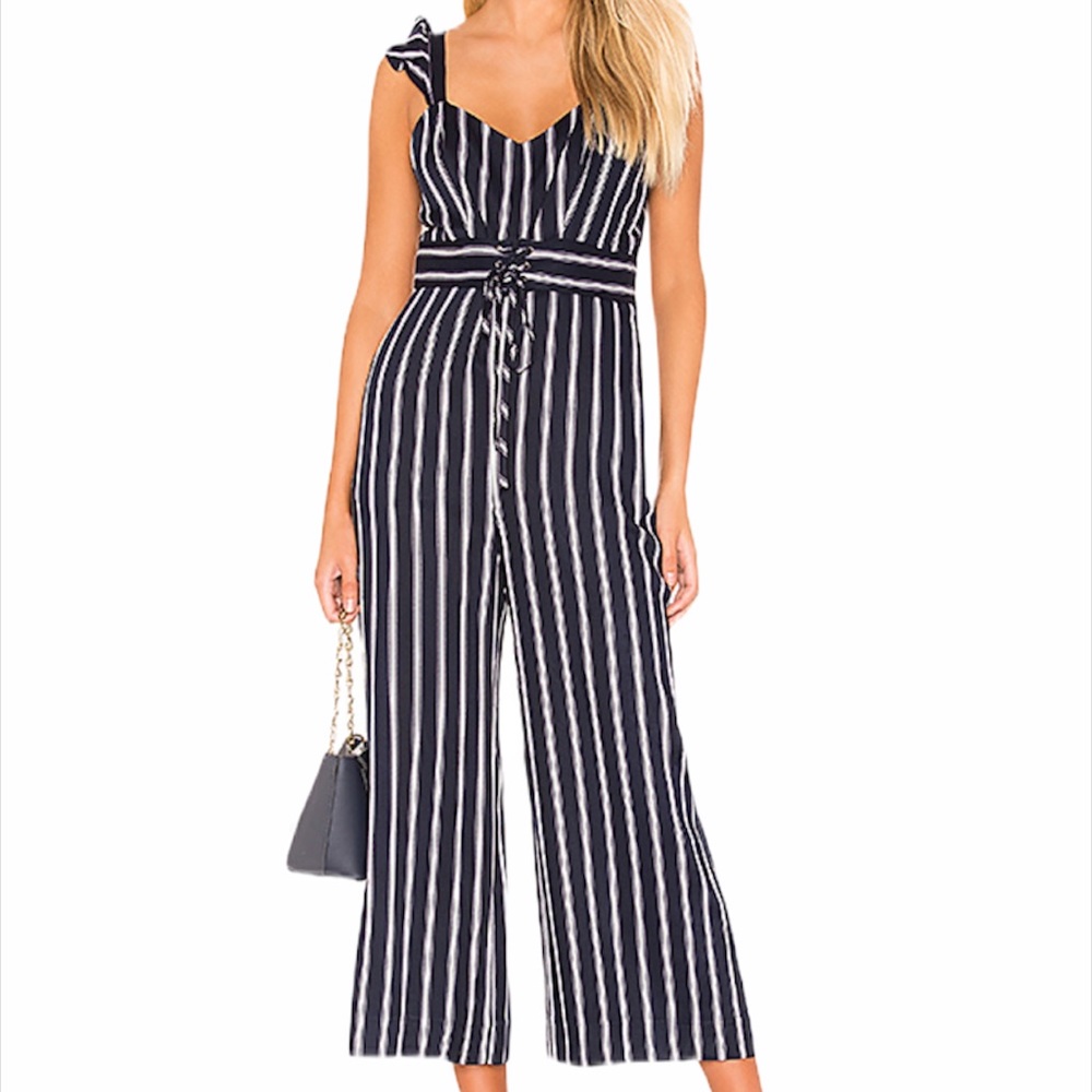 Parker Multi Stripe Navy Blue white Romper - Picture 2 of 12